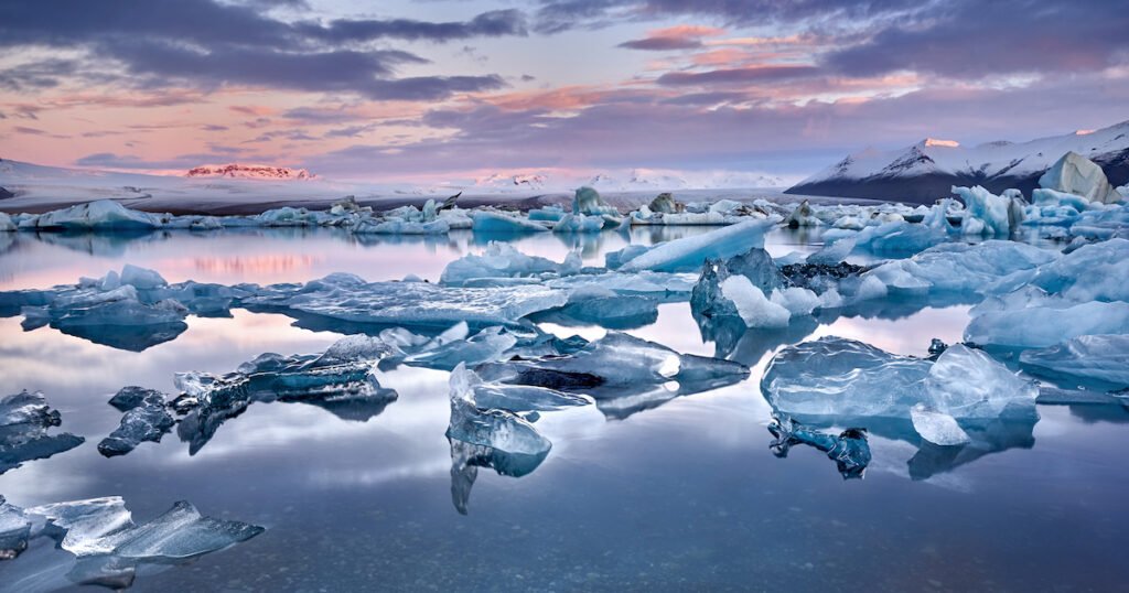 Iceland, Jokulsarlon lagoon, Beautiful cold landscape picture of icelandic glacier lagoon bay,